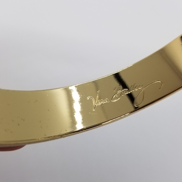 Vera Bradley gold tone bangle with red green and blue floral pattern - Picture 2 of 2